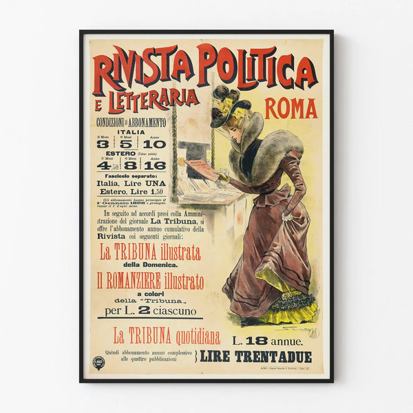 Vintage-Poster Rivista Politica e Letteraria Roma für eine elegante Wanddekoration