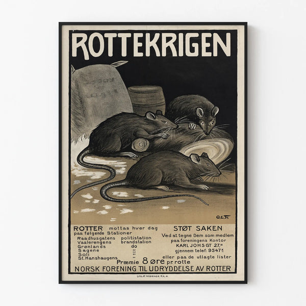 Vintage-Poster Norwegens Rottekriegen – Originelle Wanddekoration mit Ratten
