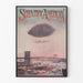Vintage-Poster der Scientific American mit Heißluftballon, der die Brooklyn Bridge überfliegt