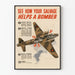 Propagandaposter 'Sieh, wie deine Rettungsaktion einem Bomber hilft' - Vintage-Wanddekoration