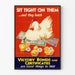 Vintage-Poster zur Werbung für Siegesbons mit Huhn und Küken