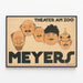 Vintage-Poster vom Zoo-Theater Meyers – Karikaturartige Illustration — gerahmtes Bild an der Wand