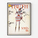 Vintage-Poster Weihnachten 1896 - Frau mit Skiern in Retro-Kleidung