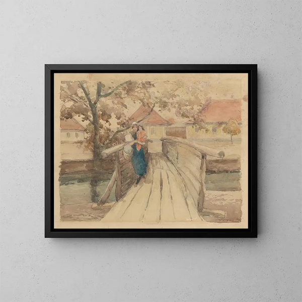Holzbrücke Gemälde - Ludovit Ordok — gerahmtes Bild an der Wand