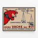 Vintage-Poster Creme Kuh, die lacht – Retro-Wanddekoration — gerahmtes Bild an der Wand