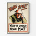 Vintage-Warposter „Ware Spies - Keep It Under Your Hat“ für Wanddekoration