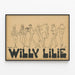 Vintage-Willy-Lilie-Dekorationsposter - Strichzeichnungstil — gerahmtes Bild an der Wand