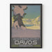 Vintage-Poster Winterkurort Davos, Wanddekoration mit verschneiter Berglandschaft